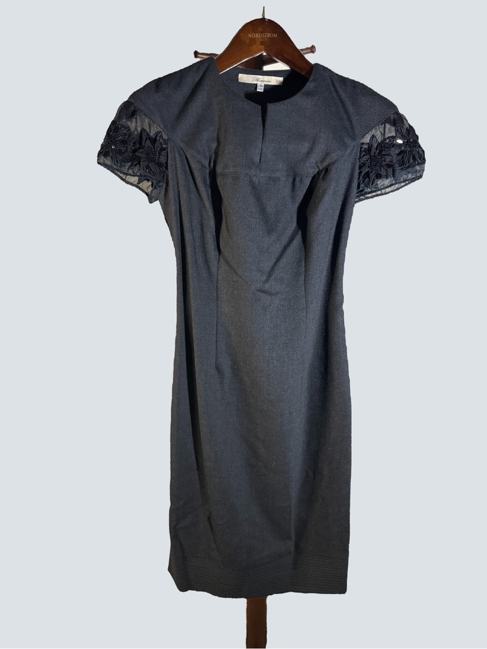 Blumarine Black Dress | Hand Detailed Mesh Sleeve | Size 2